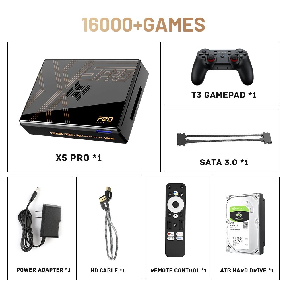 Kinhank Super Console X5 Pro Retro Video Game Console Rk3588 8Gddr4 With 4T Hdd 16000+ Games Plug And Play For Ps2/Ps1/Ss/Dc/N64 Kinhank Super Console X5 Pro Retro Video Game Console Rk3588 8Gddr4 With 4T Hdd 16000+ Games Plug And Play For Ps2/Ps1/Ss/Dc/N64