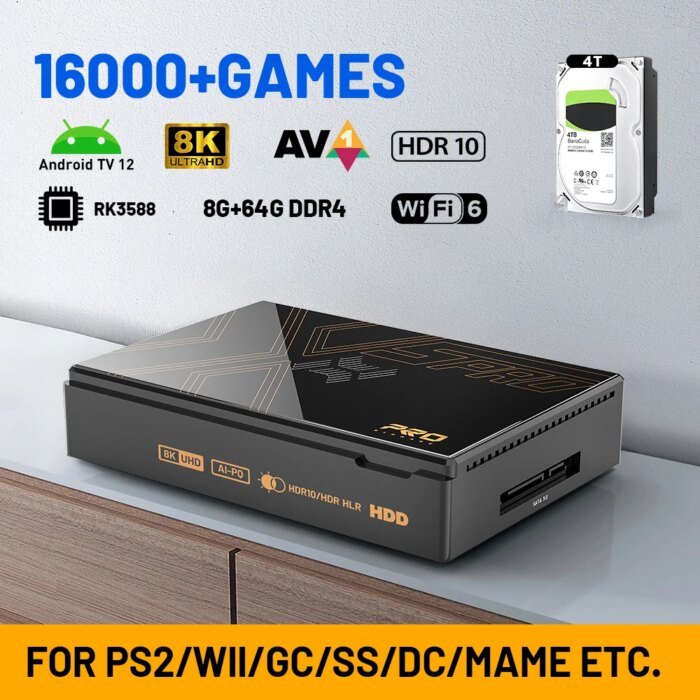 Kinhank Super Console X5 Pro Retro Video Game Console Rk3588 8Gddr4 With 4T Hdd 16000+ Games Plug And Play For Ps2/Ps1/Ss/Dc/N64 - Image 1
