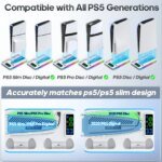 for PS5/PS5 Slim/PS5 Pro Stand with Headphone Hook Cooling Stand & Controller Charging Station for PS5 With 3 Levels Cooling Fan - Image 2