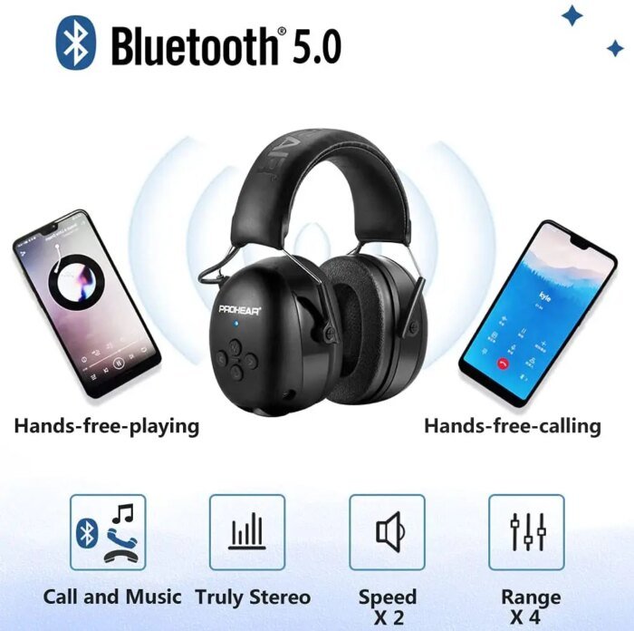 Zohan Electronic Headphone 5.0 Bluetooth Earmuffs Hearing Protection Headphones For Music Safety Noise Reduction Charging - Image 5