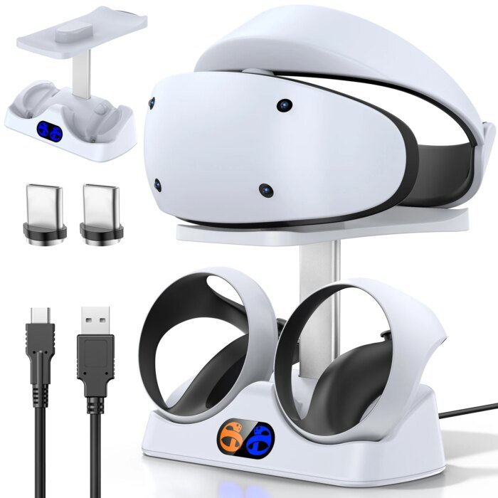 Controller Charging Dock For Ps5 Vr2 Charging Station With Vr Headset Holder Display Stand Ps Vr2 Controller Charger For Psvr2 - Image 1