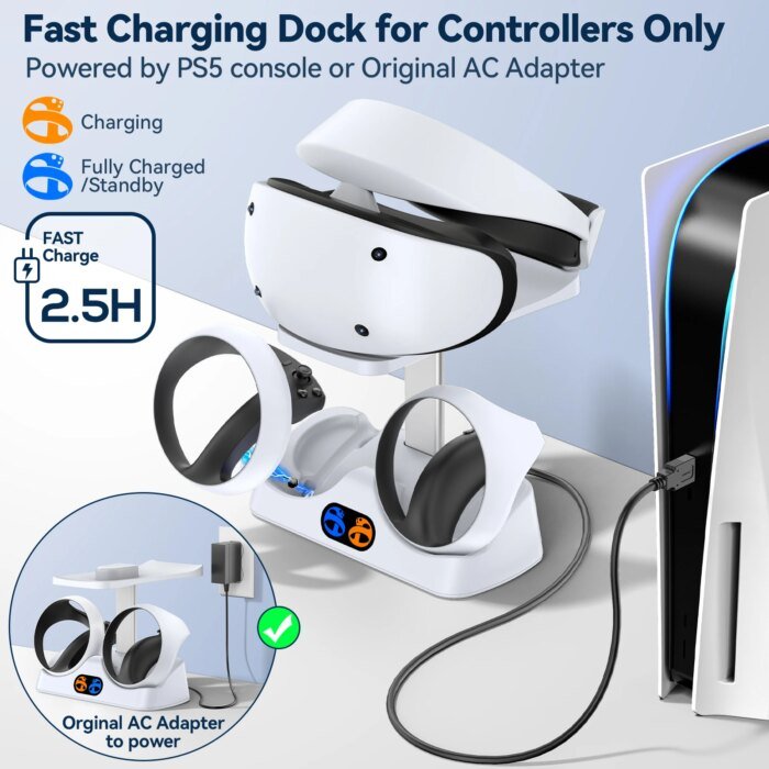 Controller Charging Dock For Ps5 Vr2 Charging Station With Vr Headset Holder Display Stand Ps Vr2 Controller Charger For Psvr2 - Image 2