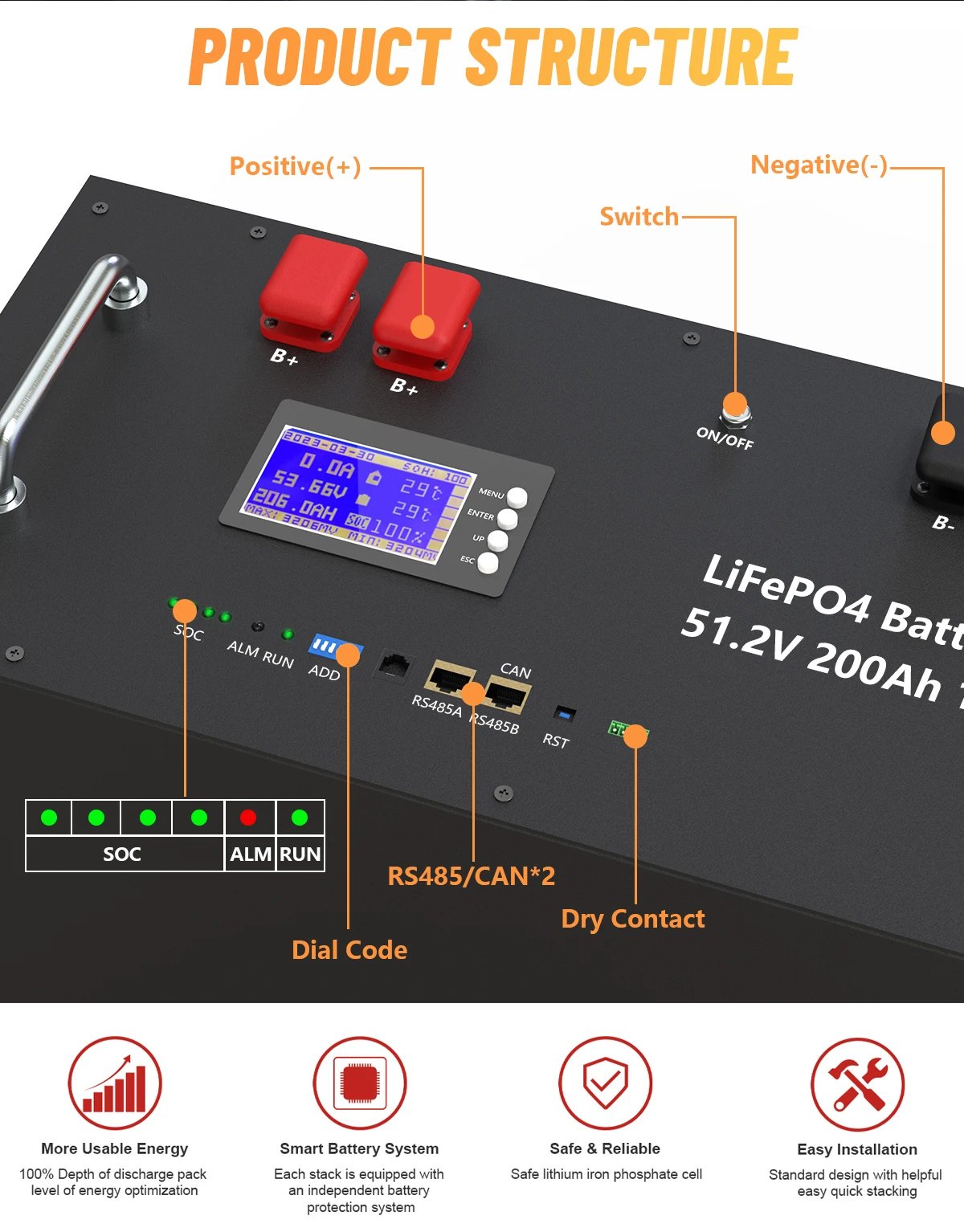 48V 200Ah 150Ah 100Ah Lifepo4 Battery Pack 51.2V 10Kw Lithium Solar Battery Rechargeable Battery 6000+ Cycles For Home Storage 48V 200Ah 150Ah 100Ah Lifepo4 Battery Pack 51.2V 10Kw Lithium Solar Battery Rechargeable Battery 6000+ Cycles For Home Storage