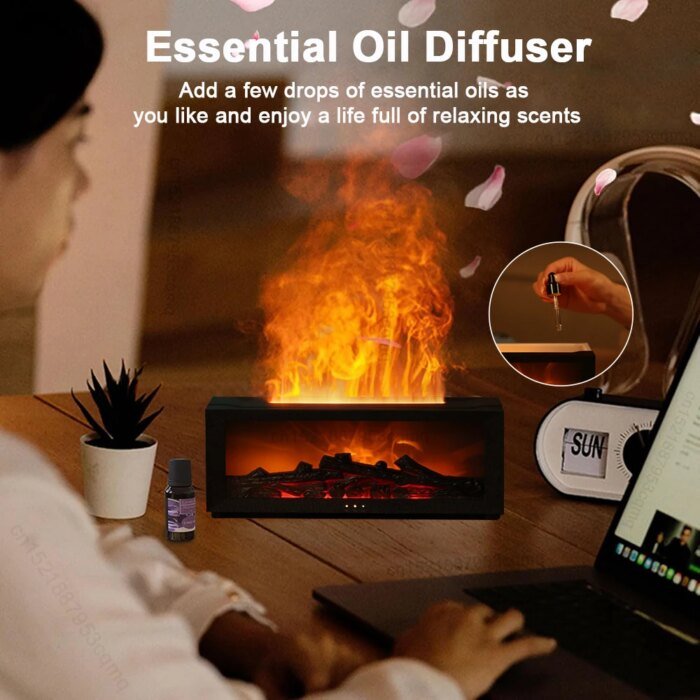 Air Humidifier Essential Oils Humidifiers Home Aroma Humidifier Flame Automatic Fragrance Diffuser With Led Light Remote Control - Image 6