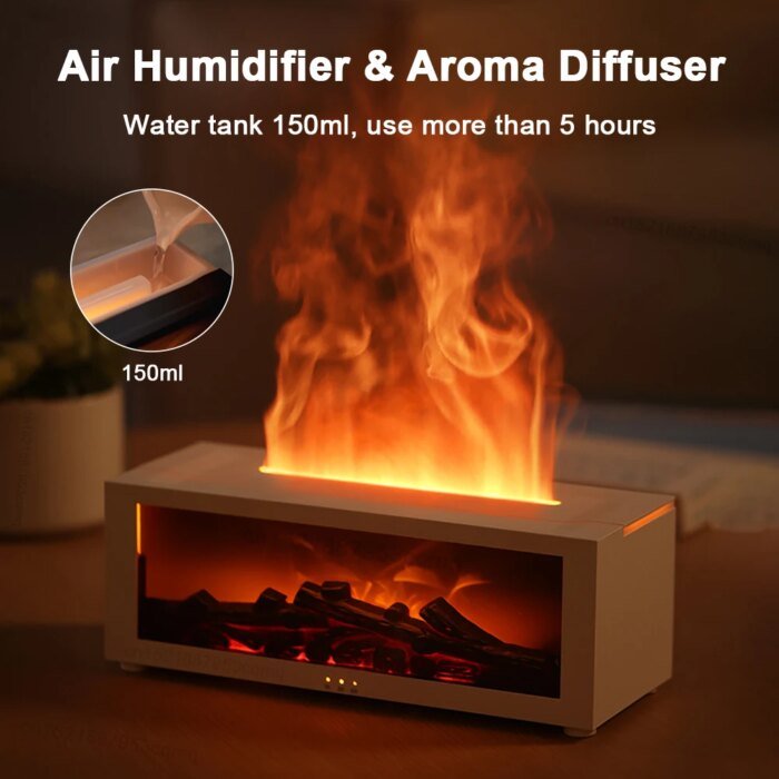 Air Humidifier Essential Oils Humidifiers Home Aroma Humidifier Flame Automatic Fragrance Diffuser With Led Light Remote Control - Image 2