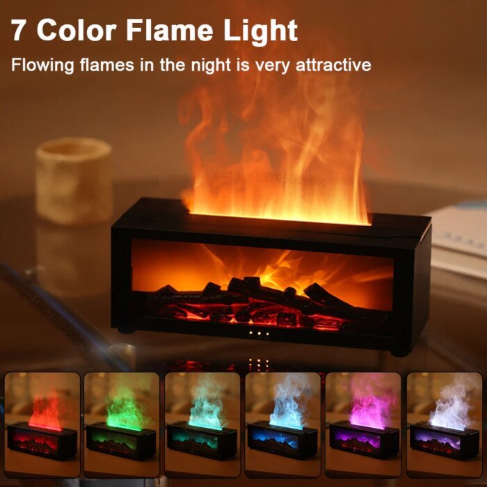 Air Humidifier Essential Oils Humidifiers Home Aroma Humidifier Flame Automatic Fragrance Diffuser With Led Light Remote Control - Image 3
