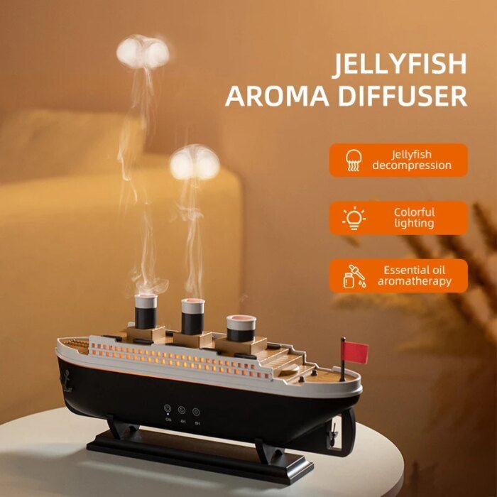 Retro Ship Air Humidifier Ultrasonic Aromatherapy Diffusers Mist Maker Fragrance Essential Oil Aroma Difusor Remote Control - Image 1