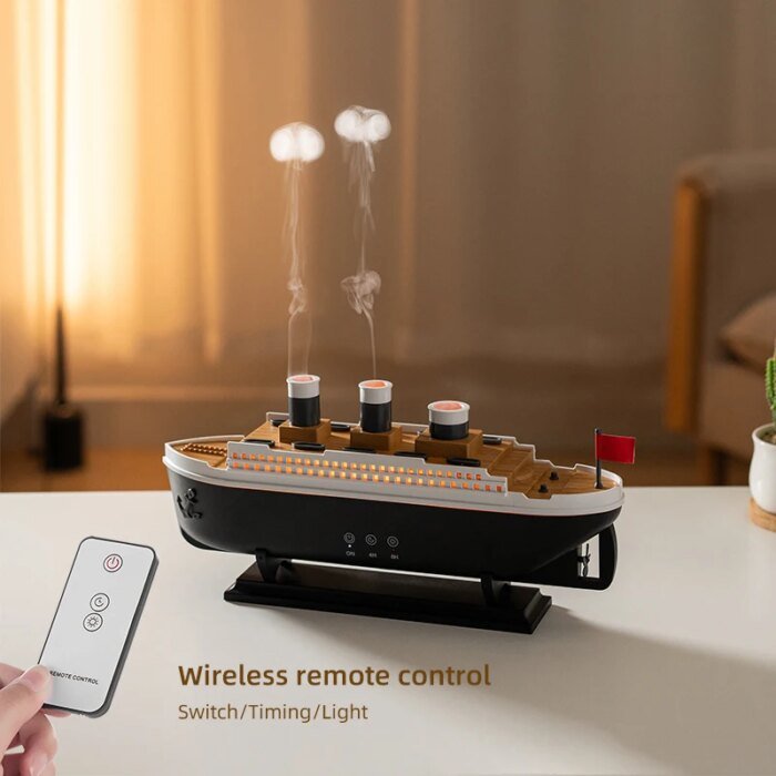 Retro Ship Air Humidifier Ultrasonic Aromatherapy Diffusers Mist Maker Fragrance Essential Oil Aroma Difusor Remote Control - Image 4