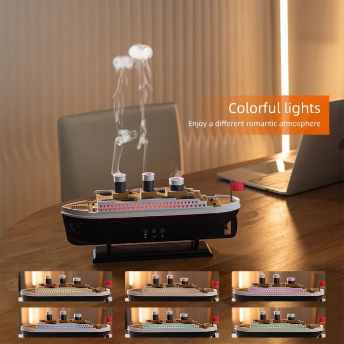 Retro Ship Air Humidifier Ultrasonic Aromatherapy Diffusers Mist Maker Fragrance Essential Oil Aroma Difusor Remote Control - Image 3