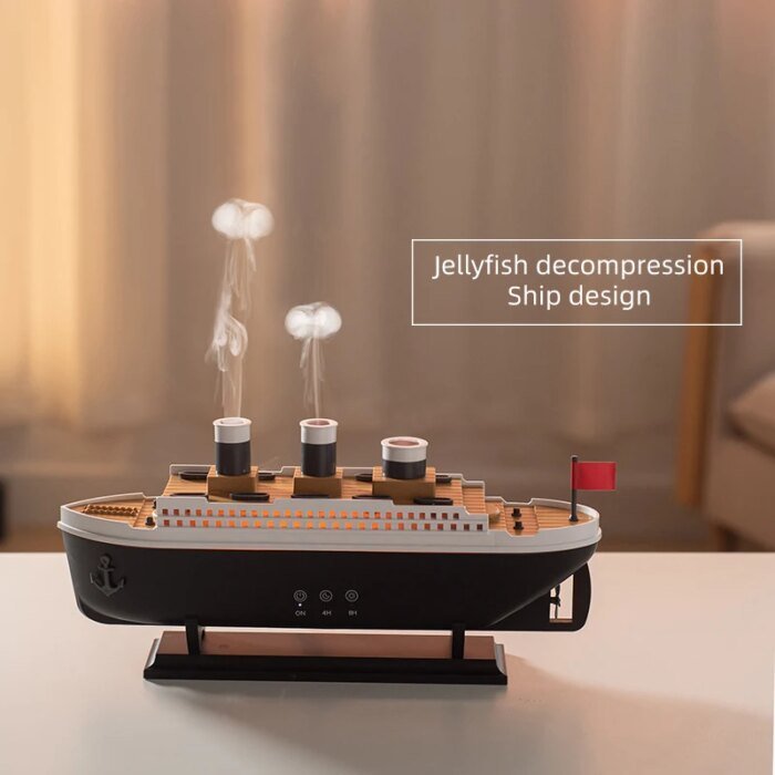 Retro Ship Air Humidifier Ultrasonic Aromatherapy Diffusers Mist Maker Fragrance Essential Oil Aroma Difusor Remote Control - Image 2