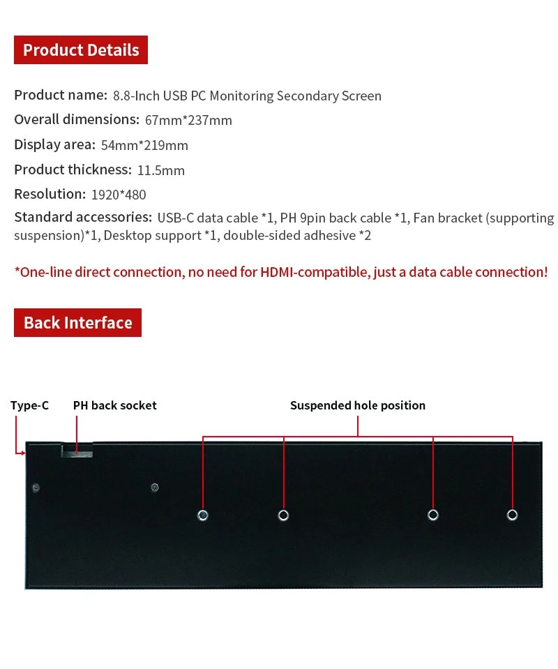 8.8 Inch Ips Type C Secondary Screen Usb-C Interface Computer Monitoring Cpu Gpu Ram Dislpay Smart Screen No Need Aida64 8.8 Inch Ips Type C Secondary Screen Usb-C Interface Computer Monitoring Cpu Gpu Ram Dislpay Smart Screen No Need Aida64