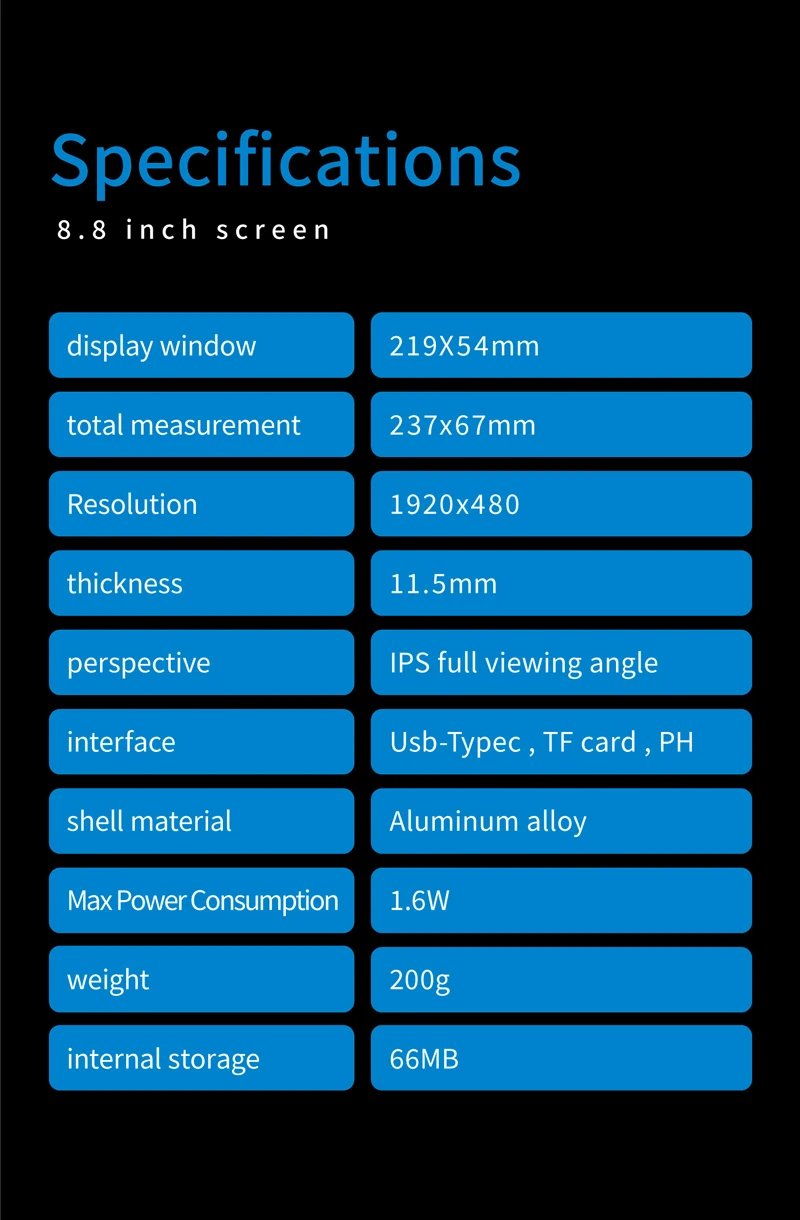 8.8 Inch Ips Type C Secondary Screen Usb-C Interface Computer Monitoring Cpu Gpu Ram Dislpay Smart Screen No Need Aida64 8.8 Inch Ips Type C Secondary Screen Usb-C Interface Computer Monitoring Cpu Gpu Ram Dislpay Smart Screen No Need Aida64