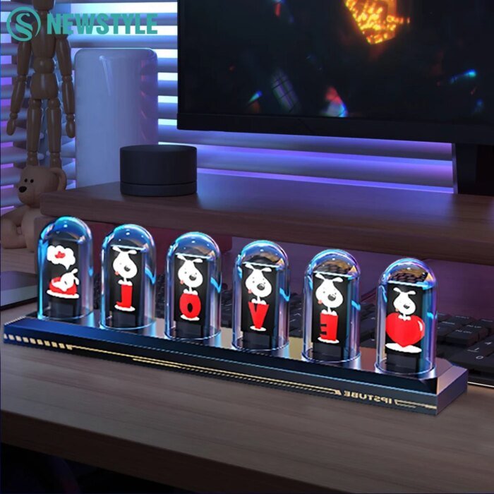 Nixie Tube Clock Night Light Ips Rgb Glow Color App Control Diy Screen Digital Tube Clock For Bedroom - Image 1