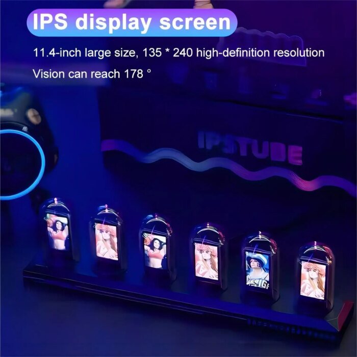 Nixie Tube Clock Night Light Ips Rgb Glow Color App Control Diy Screen Digital Tube Clock For Bedroom - Image 3
