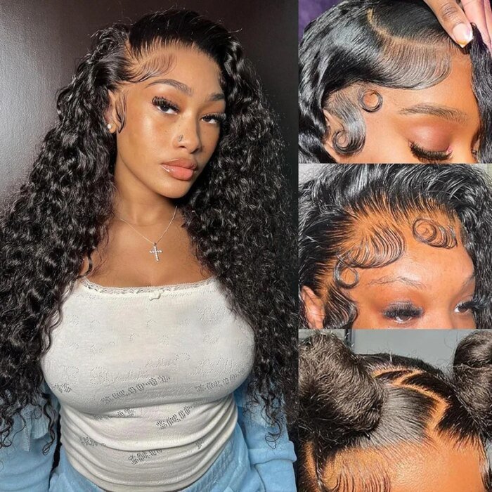Water Wave 13X6 Lace Front Wigs Human Hair Wet And Wavy Wigs For Women Deep Curly Lace Front Wigs Pre Plucked With Baby Hair - Image 1