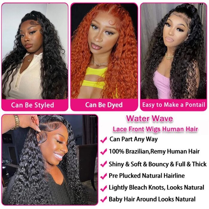 Water Wave 13X6 Lace Front Wigs Human Hair Wet And Wavy Wigs For Women Deep Curly Lace Front Wigs Pre Plucked With Baby Hair - Image 4
