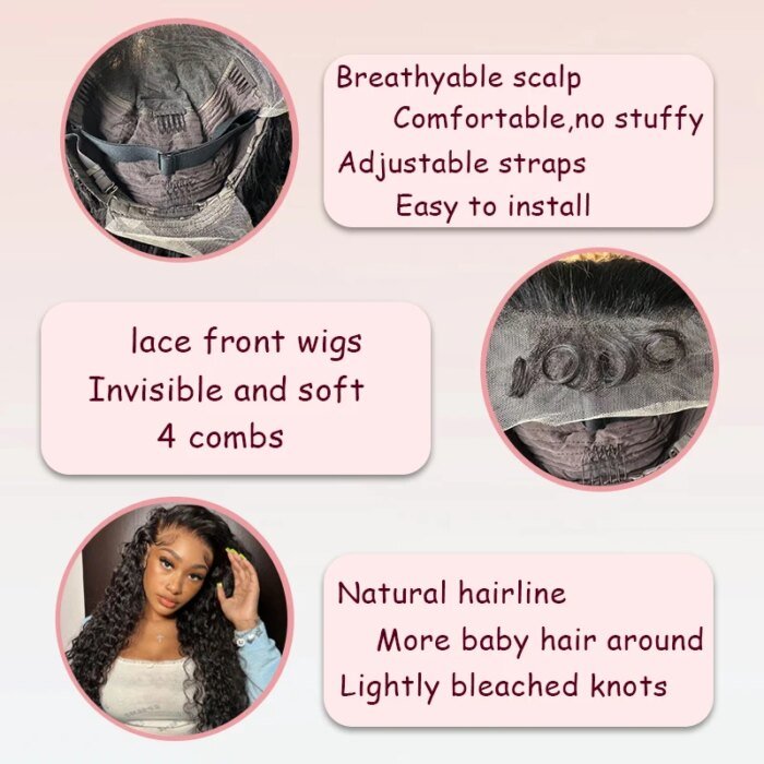 Water Wave 13X6 Lace Front Wigs Human Hair Wet And Wavy Wigs For Women Deep Curly Lace Front Wigs Pre Plucked With Baby Hair - Image 2