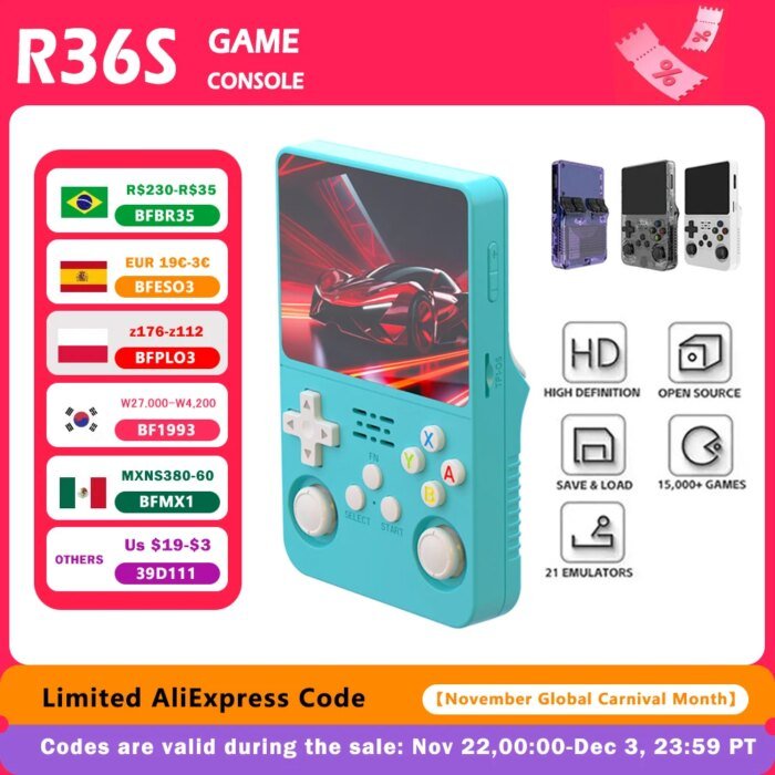 R36S Retro Handheld Video Game Console Linux System 3.5-Inch Ips Screen Portable Handheld Video Player 64Gb 15000 Games - Image 1