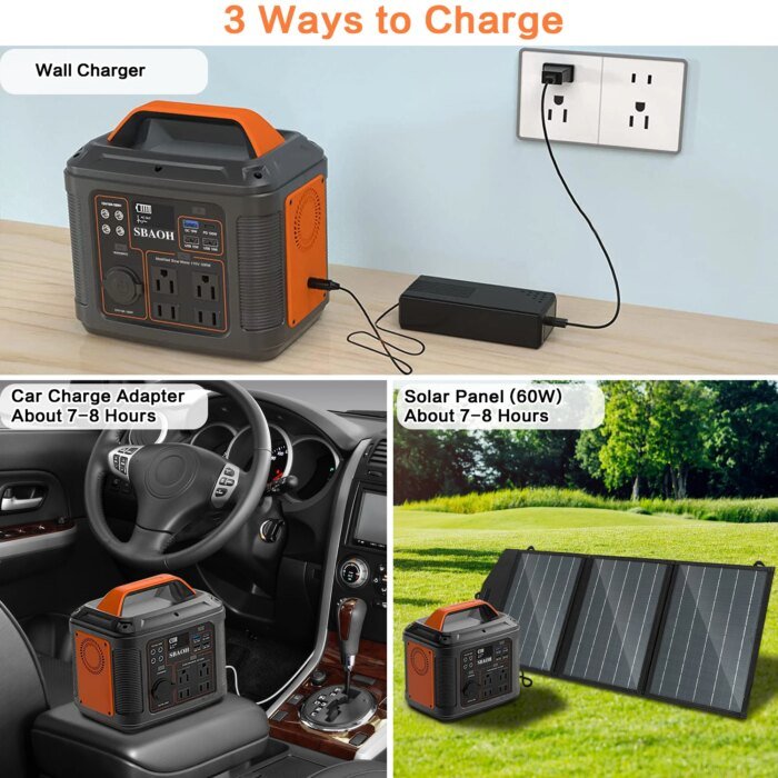 Portable Power Station, 300W 296Wh Solar Generator Quick Charge / 110V Ac Outlets/Dc Ports And Led Flashlight, Lithium Battery B - Image 5