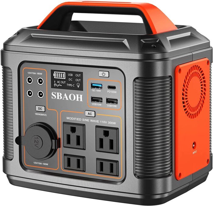 Portable Power Station, 300W 296Wh Solar Generator Quick Charge / 110V Ac Outlets/Dc Ports And Led Flashlight, Lithium Battery B - Image 1