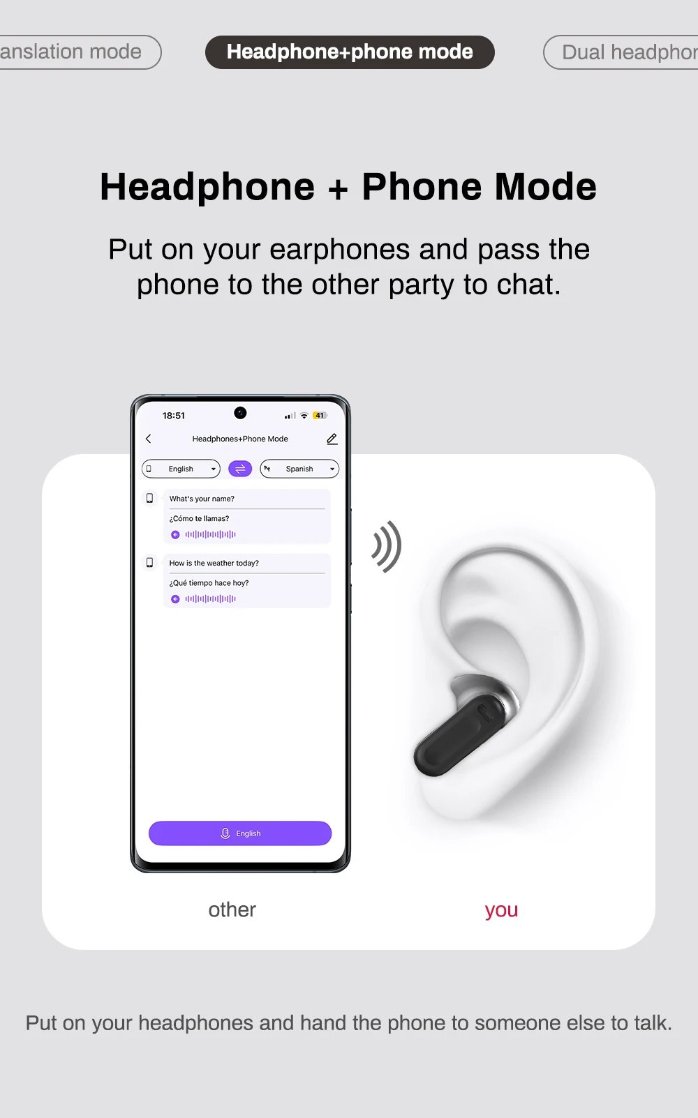【Htc Ne20】Bluetooth V6.0 Earphones Ai Translator Earbuds Ows Lcd Touch Screen Sport Wireless Headphones Hd Stereo Sound Longlife