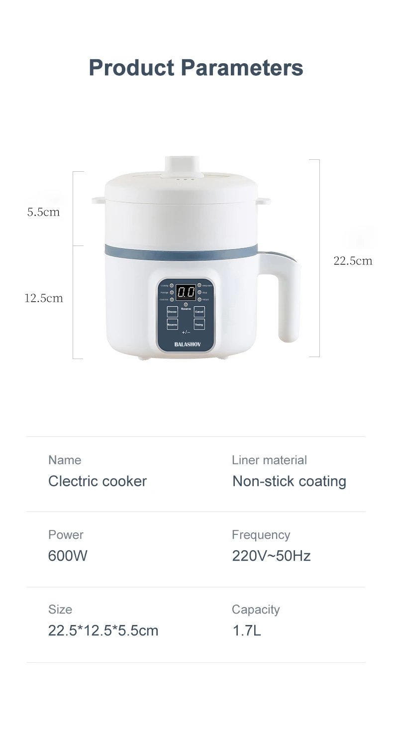 1.7L Electric Rice Cooker Single Double Layer 220V Multi Cooker Non-Stick Smart Mechanical Multicooker Steamed Rice Pot For Home