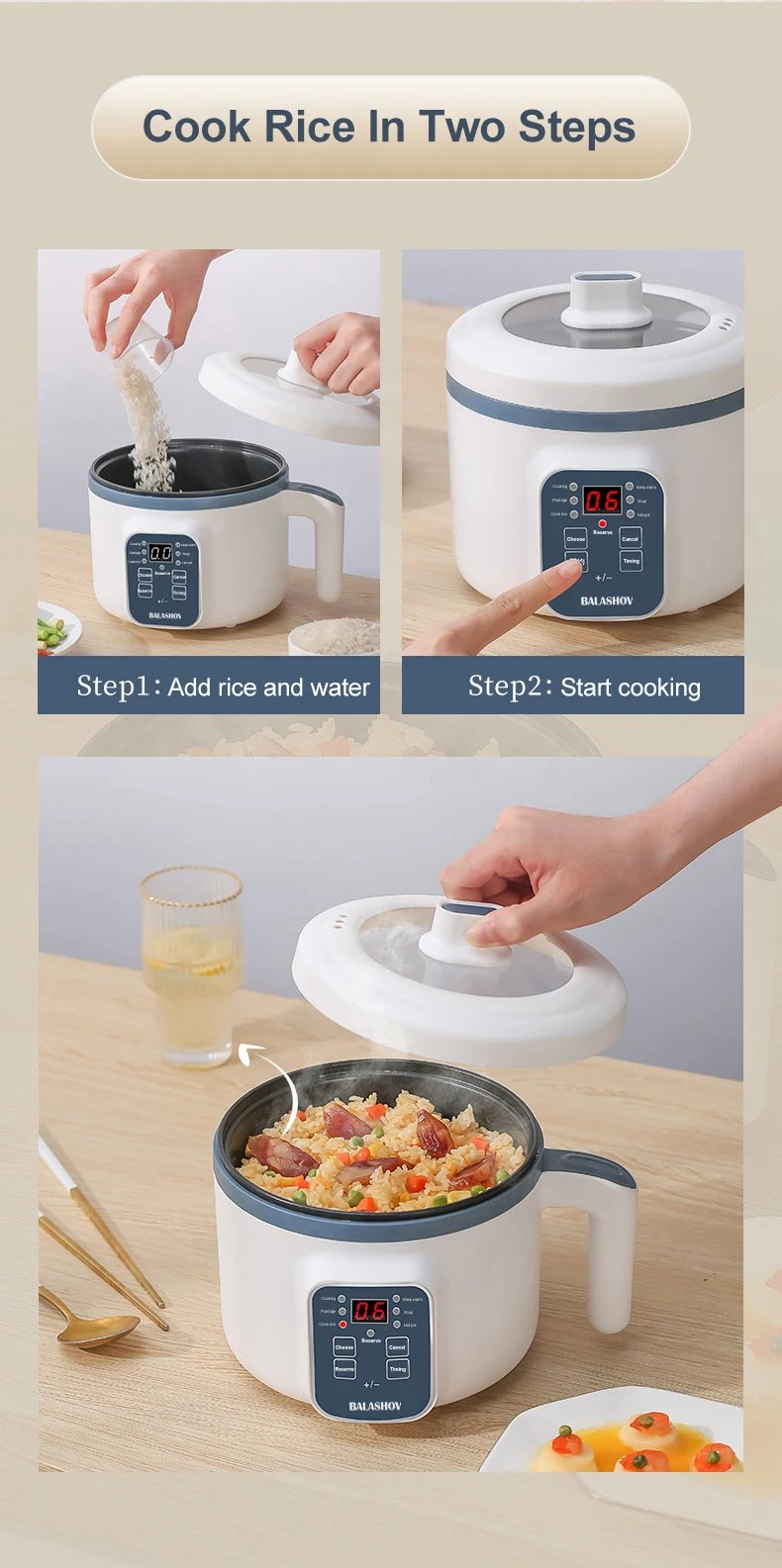 1.7L Electric Rice Cooker Single Double Layer 220V Multi Cooker Non-Stick Smart Mechanical Multicooker Steamed Rice Pot For Home