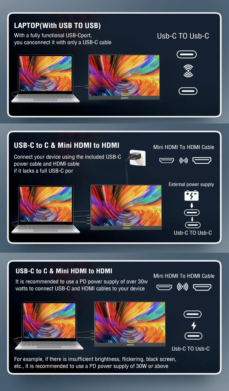 Anmite 15.6-Inch Portable Touch Monitor 1080P Hdr 16:9 Low Blue Light For Xbox Ps4 / 5 Switch Cell Phone Pc Loptop Extension Anmite 15.6-Inch Portable Touch Monitor 1080P Hdr 16:9 Low Blue Light For Xbox Ps4 / 5 Switch Cell Phone Pc Loptop Extension