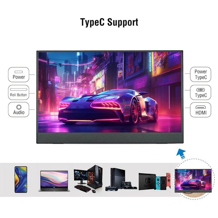 Anmite 15.6-Inch Portable Touch Monitor 1080P Hdr 16:9 Low Blue Light For Xbox Ps4 / 5 Switch Cell Phone Pc Loptop Extension - Image 3