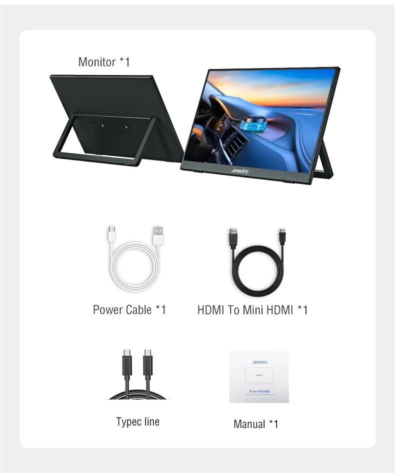 Anmite 15.6-Inch Portable Touch Monitor 1080P Hdr 16:9 Low Blue Light For Xbox Ps4 / 5 Switch Cell Phone Pc Loptop Extension Anmite 15.6-Inch Portable Touch Monitor 1080P Hdr 16:9 Low Blue Light For Xbox Ps4 / 5 Switch Cell Phone Pc Loptop Extension